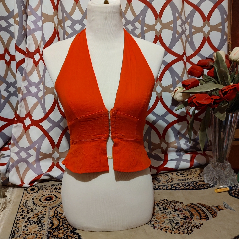 Vibrant Orange Halter Top